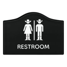 Panneau de toilette drôle Rancher Cowboy Signe de
