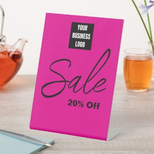 Panneau de vente avec logo d'entreprise, rose, 20