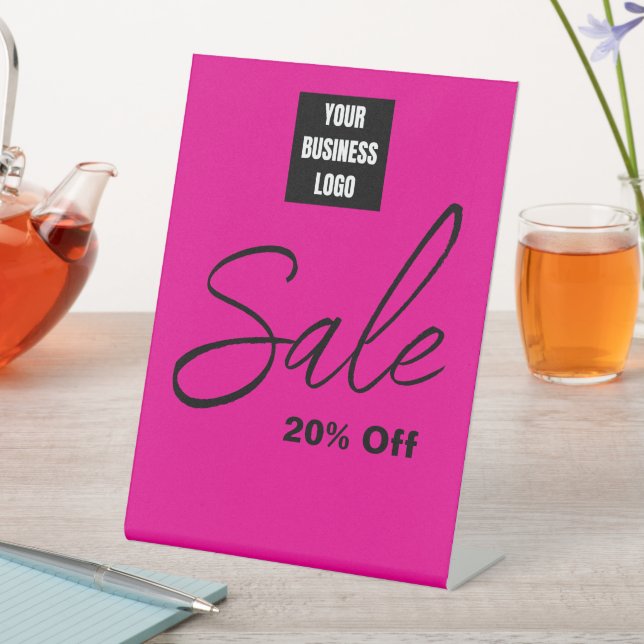 Panneau de vente avec logo d'entreprise, rose, 20  (In SItu)