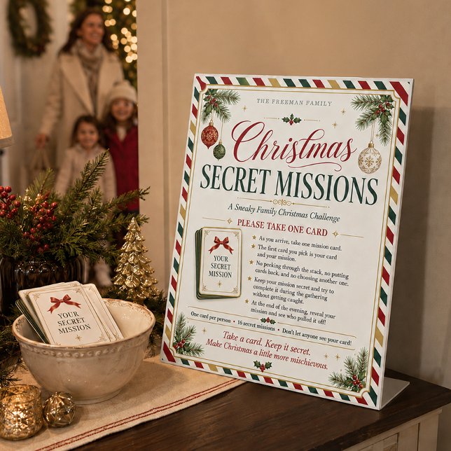Panneau d'entrée du jeu de missions secrètes de No (Christmas Secret Mission Game Sign)
