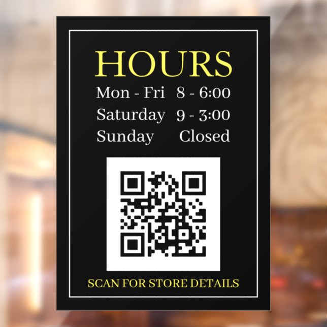 Panneau d'heures d'ouverture du magasin, code QR,  (Feuille 2)