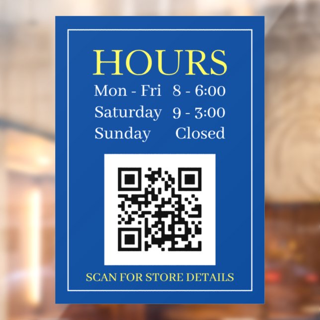 Panneau d'heures d'ouverture du magasin, code QR,  (Feuille 2)