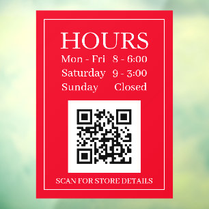 Panneau d'heures d'ouverture du magasin, QR Code,
