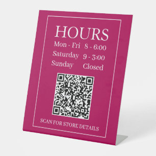 Panneau d'heures d'ouverture, générer un code QR,