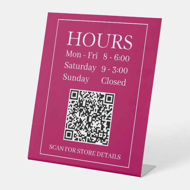 Panneau d'heures d'ouverture, générer un code QR,  (Recto)