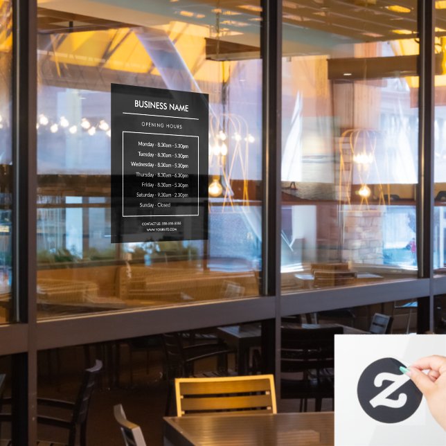 Panneau d'horaires d'ouverture d'entreprise Autoco (Fenêtre du restaurant)