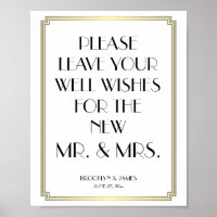 Panneau D'Invitation Gatsby Art Déco Blanc Et Or 8