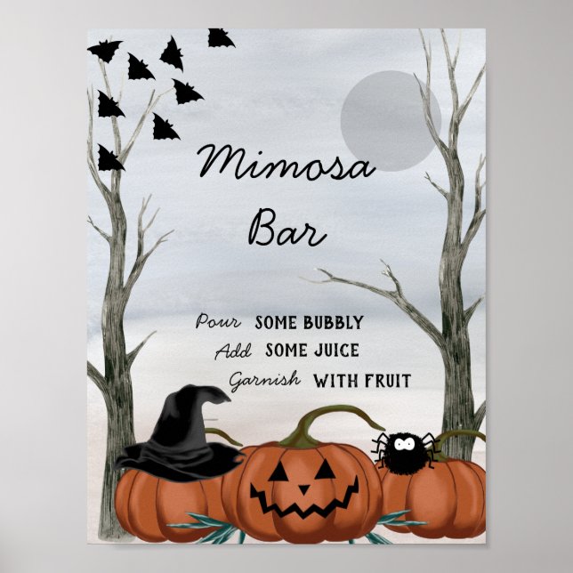 Panneau du bar à mimosa d'Halloween, affiche de fê (Devant)