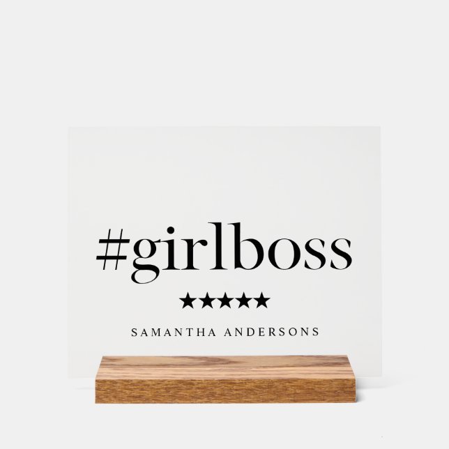 Panneau du bureau "Girl Boss" avec nom (Recto)