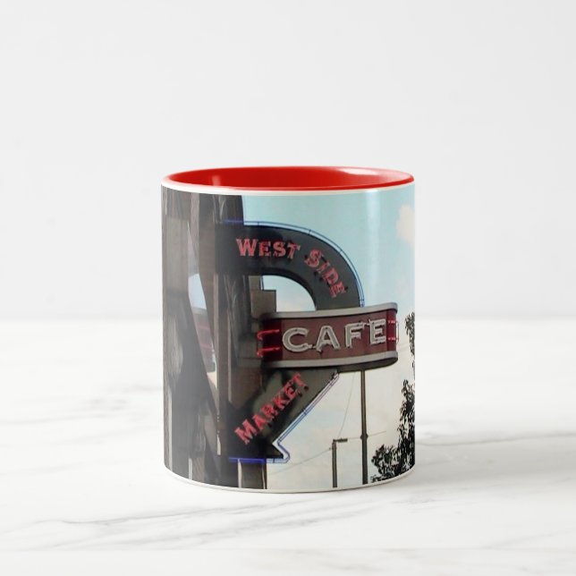 Panneau du café du marché, Cleveland OH Mug (Centre)