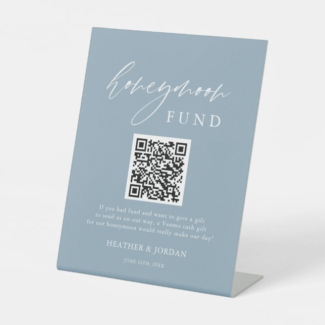 Panneau du code QR Dusty Blue Honeymoon Wish (Recto)