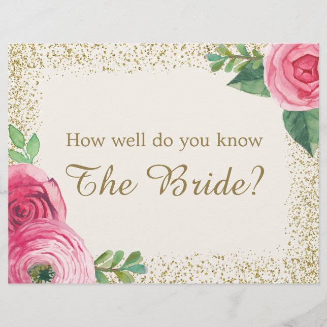 Panneau du jeu de Fête des mariées - 8,5 x 11 (Devant)