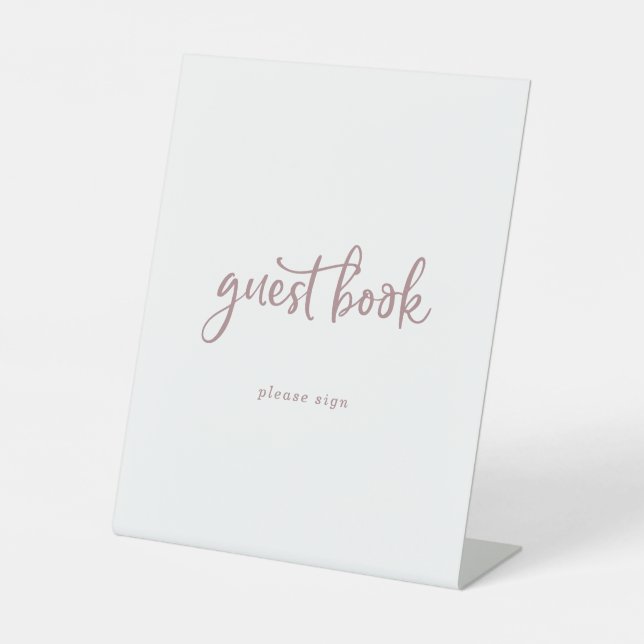 Panneau du livre d'invité Rustic Rose Gold Script (Recto)