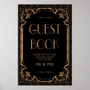Panneau du livre d'or Art Déco Gatsby Black Great