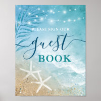 Panneau du livre d'or Blue Turquoise Watercolor Be