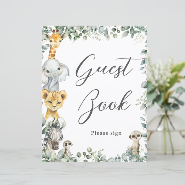 Panneau du livre d'or Budget Jungle Animaux Baby G (Debout devant)