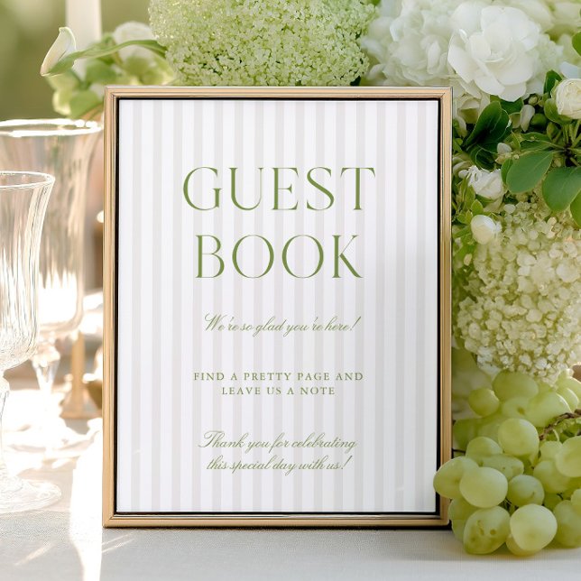 Panneau du livre d'or de mariage Vert Sauge et Bei (Sage Green & Beige Wedding Guest Book Sign)