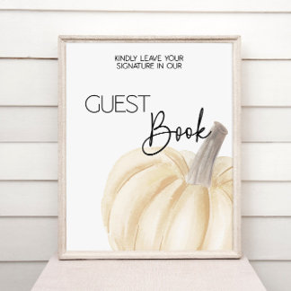 Panneau du livre d'or du Baby shower citrouille