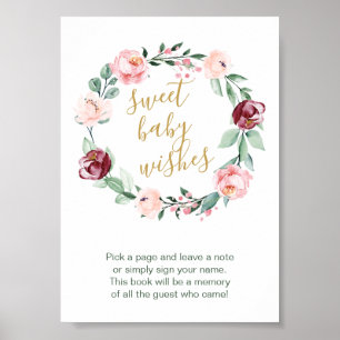 Panneau du livre d'or du Baby shower Floral Aquare