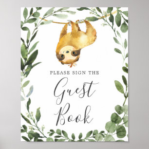 Panneau du livre d'or du Baby shower Sloth