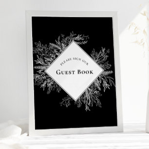 Panneau du livre d'or Mariage Black and White Gree