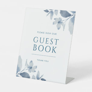 Panneau du livre d'or Mariage Dusty Blue Floral