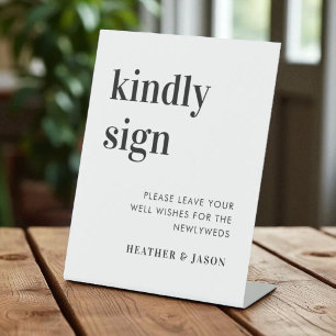 Panneau du livre d'or minimaliste Bold Kindly Sign