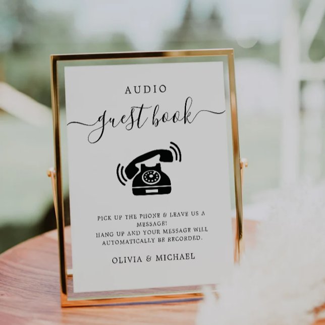 Panneau du livre d'or, panneau Mariage audio (Telephone Guestbook Sign, Audio Wedding Sign)