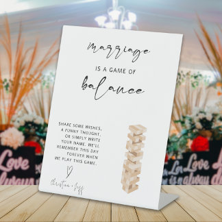 Panneau du Mariage du livre d'invité Jenga minimal