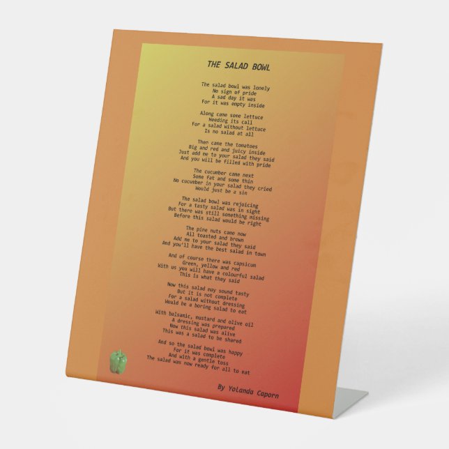 Panneau du piédestal de la salade Bowl (Recto)