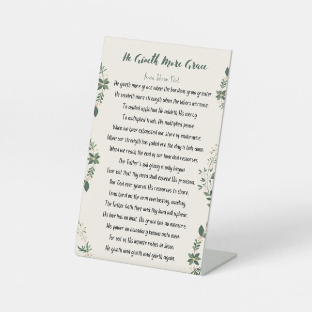 Panneau du piédestal - Il donne plus de grâce (Recto)