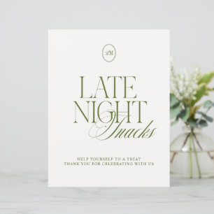 Panneau Élégant de Nourriture de Nuit en Vert Oliv