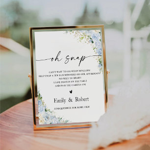Panneau Élégant "Oh Snap" aux Fleurs Bleu Poussiér