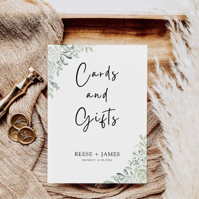 Panneau Emerald Green Cartes de mariage et cadeaux (Emerald Green Wedding Cards and Gifts Sign)