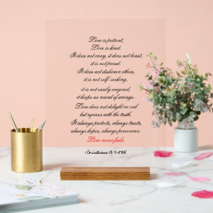 Panneau En Acrylique 1 Corinthiens 13:4-8 (NIV) Symbole acrylique