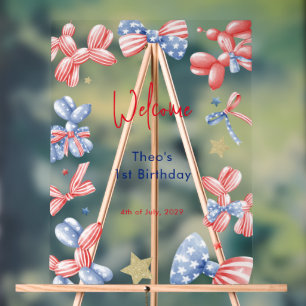 Panneau En Acrylique 1er Anniversaire mignonne Balloon 4 Juillet Fête B