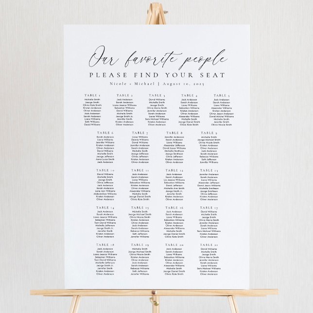 Panneau En Acrylique 21 Tables Favorite People Acrylic Seating Chart (Créateur téléchargé)