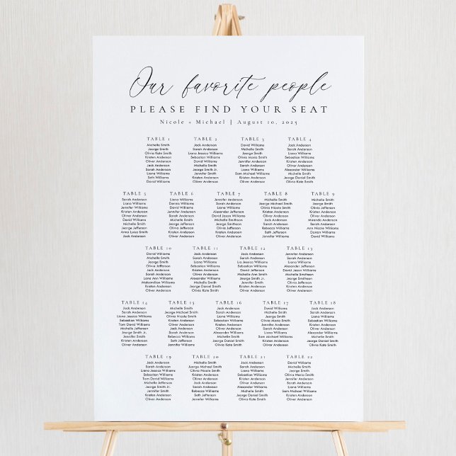 Panneau En Acrylique 22 Tables Plan de table personnes préférées graphi (Créateur téléchargé)