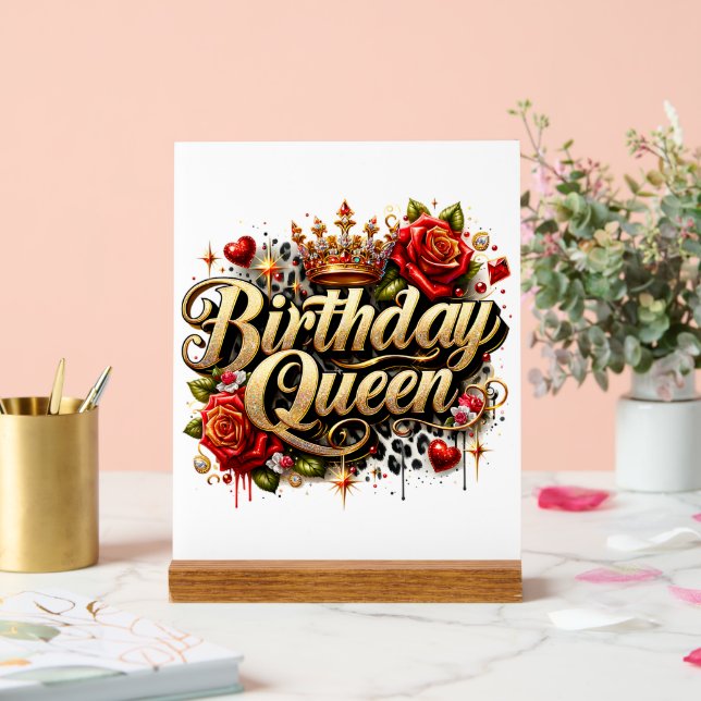 Panneau En Acrylique #2Reine d'anniversaire (Mariage)