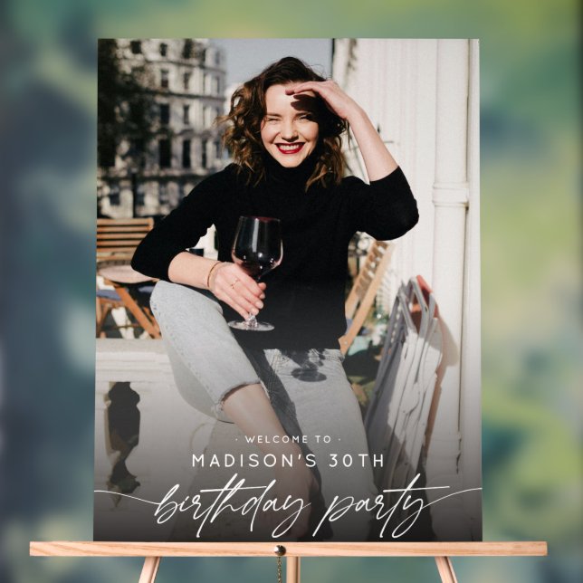 Panneau En Acrylique 30ème anniversaire de la fête Photo Script Typogra (Neutre)