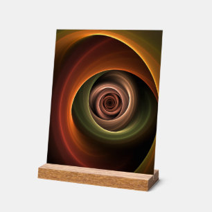 Panneau En Acrylique 3D Spirale Abstraite couleurs chaudes Art fractal