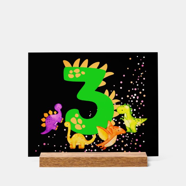 Panneau En Acrylique 3rd Birthday. Dinosaur Design. My third birthday.  (Recto)