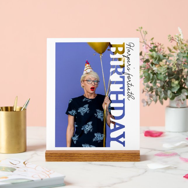 Panneau En Acrylique 40th Birthday Photo college Party  (Mariage)