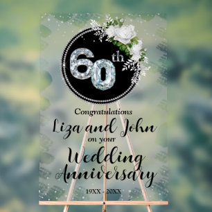 Panneau En Acrylique 60e anniversaire de mariage de diamant