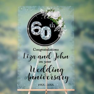 Panneau En Acrylique 60e anniversaire de mariage de diamant