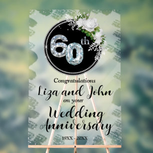 Panneau En Acrylique 60e Anniversaire de Mariage Diamant