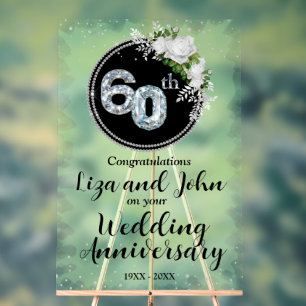 Panneau En Acrylique 60e anniversaire de mariage Diamant