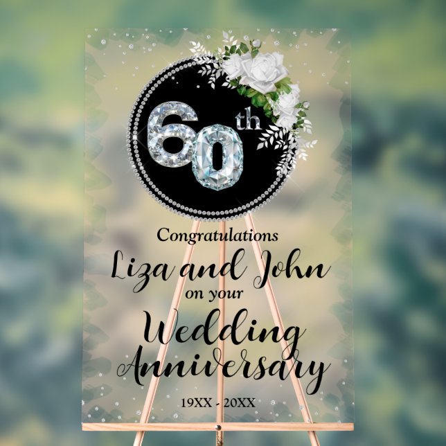 Panneau En Acrylique 60e anniversaire du Mariage Diamond (Neutre)