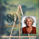 Panneau En Acrylique 80 et fabuleux Elegant Black 80th Birthday Photo<br><div class="desc">80 et fabuleux Elegant Black 80th Birthday Photo Acrylique Signe. 80 et texte fabuleux en script tendance avec un nom. Personnalisez-le avec votre photo,  votre nom et l'âge,  et faites votre propre tableau de fête d'anniversaire. C'est un grand signe et un décor pour la fête d'anniversaire d'une femme.</div>