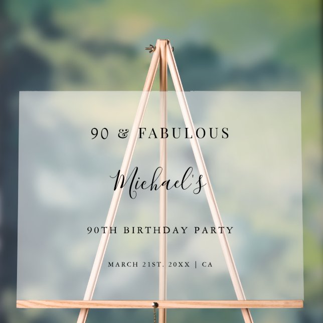 Panneau En Acrylique 90 & Fabuleux Frosted Birthday Party Bienvenue (Neutre)